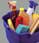 Bucket of cleaning supplies